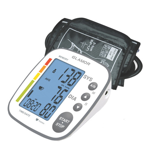 فشارسنج بازویی دیجیتال گلامور مدل TMB-995 NEW با دو کاف فنری و ساده سایز 22-32 و 22-42 سانتیمتر، صفحه نمایش بزرگ، حافظه 120 عدد برای دو کاربر، آداپتور و کیف ضد ضربه، قابلیت اندازهگیری حین باد شدن کاف و خاموشی خودکار پس از 1 دقیقه